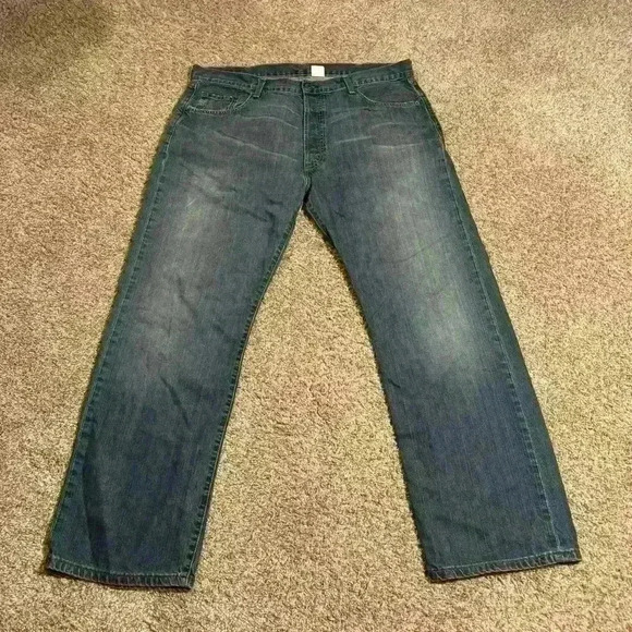 Levis 501 Jeans Mens 40x32 Blue Straight Button Fly American Blue Denim JP014 - Picture 1 of 9